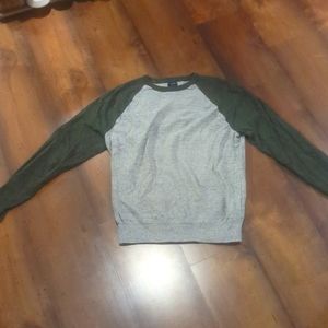 J. Crew Dark Olive Green/Grey Crewneck Shirt